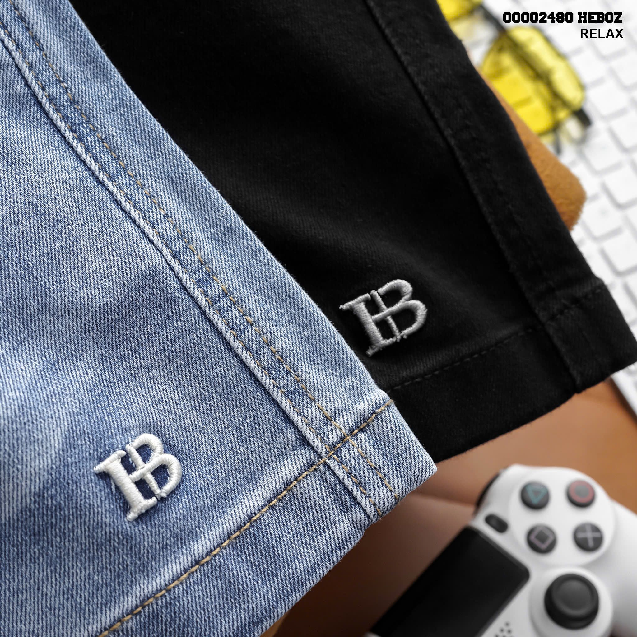 Quần short jean nam Heboz cạp thun logo 2M - 00002480
