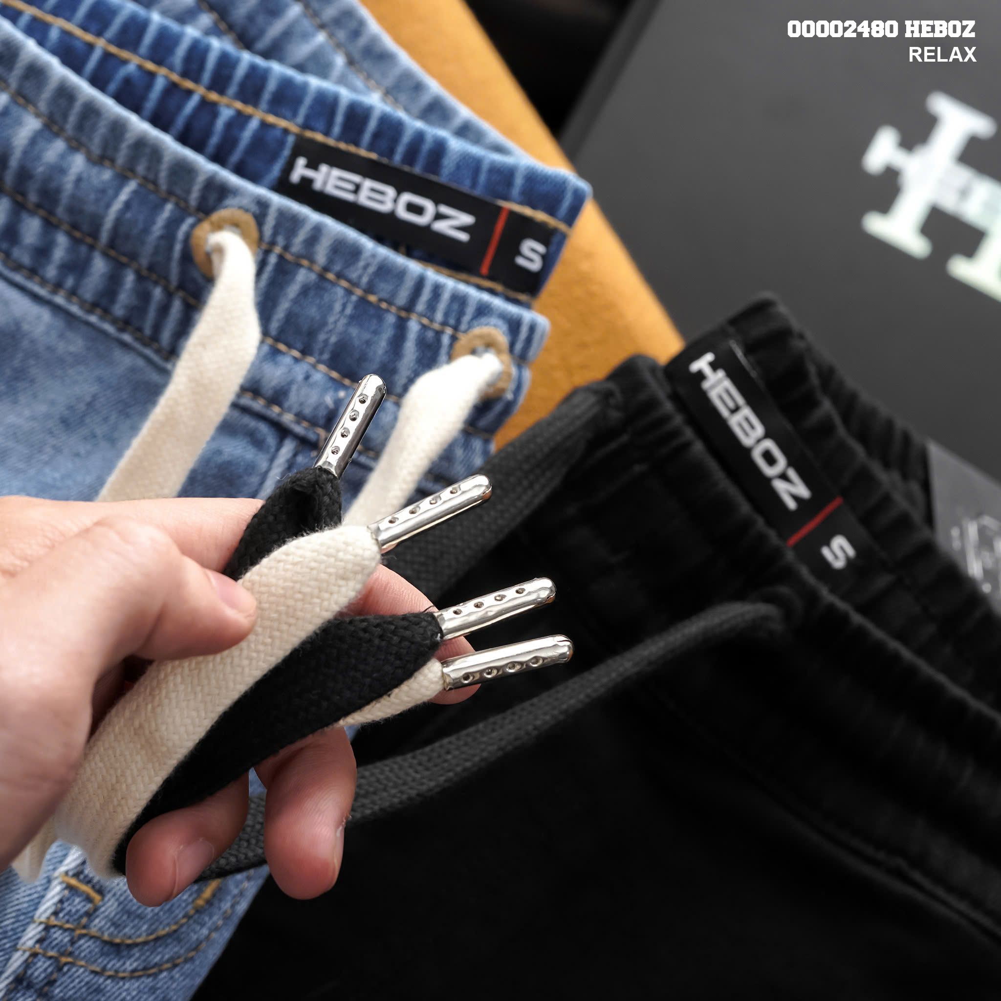 Quần short jean nam Heboz cạp thun logo 2M - 00002480
