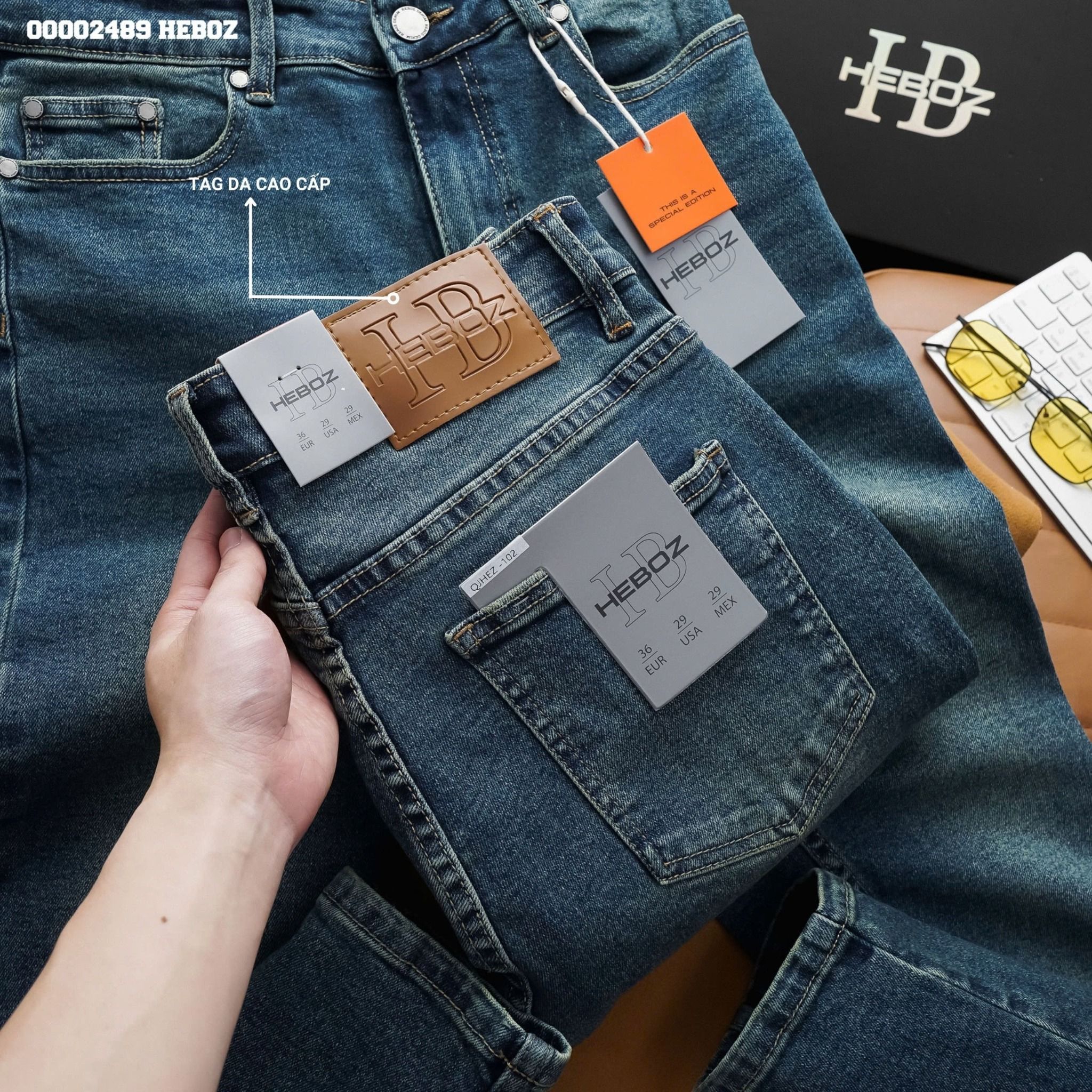 Quần jean nam Heboz basic dáng slim D102 - 00002489