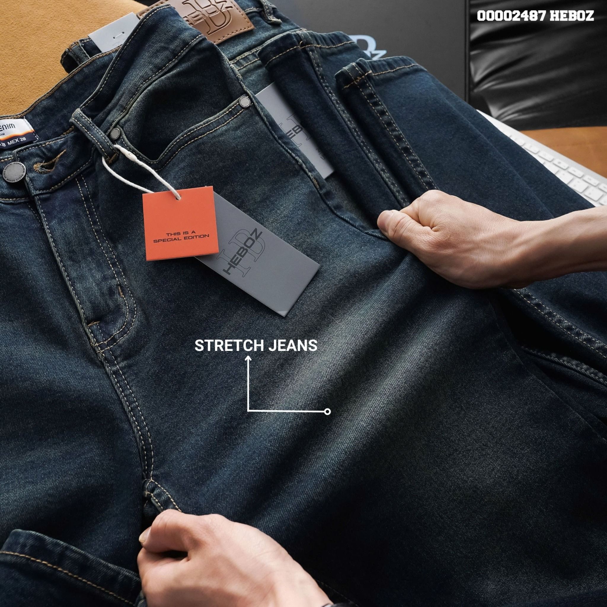 Quần jean nam Heboz basic dáng slim D100 - 00002487