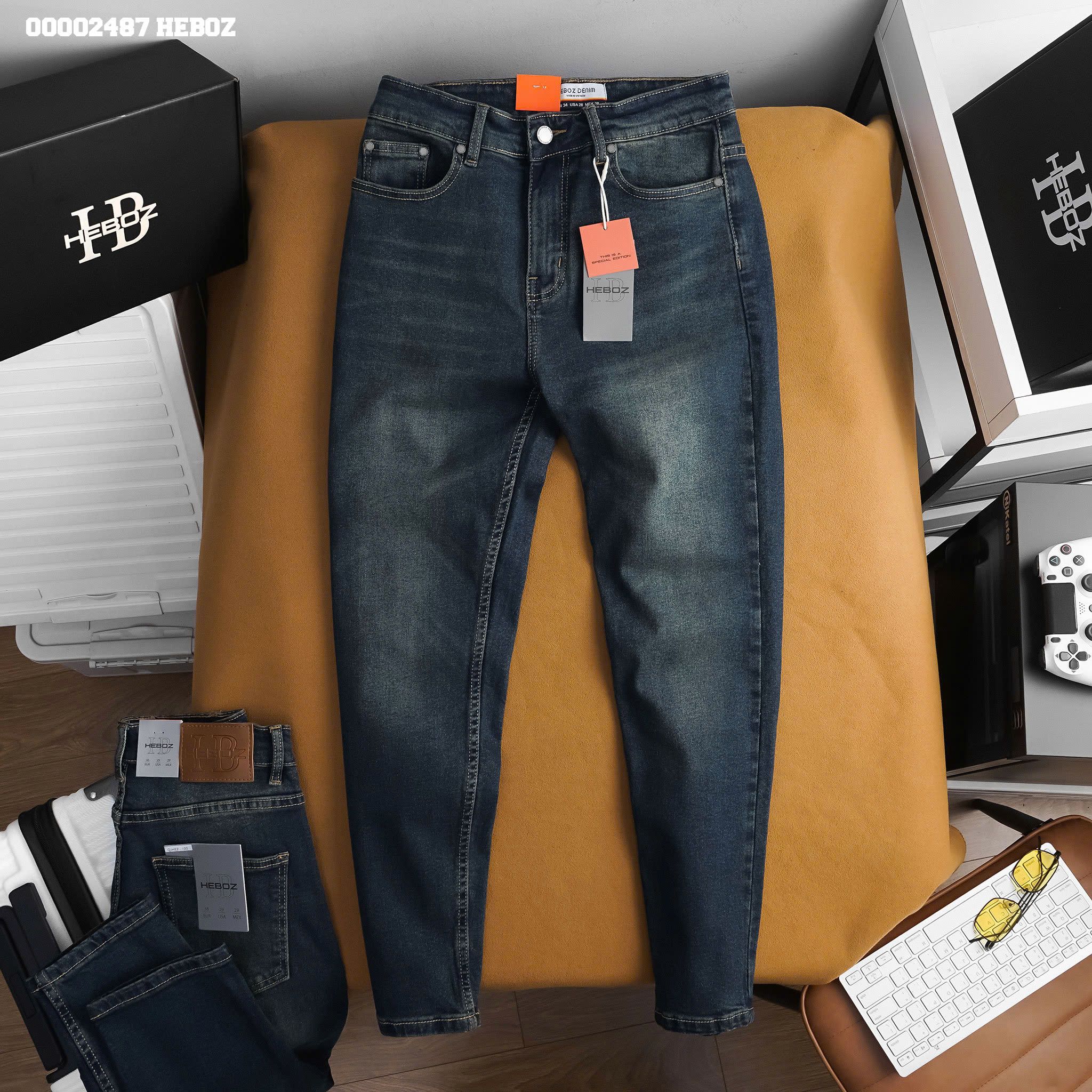 Quần jean nam Heboz basic dáng slim D100 - 00002487