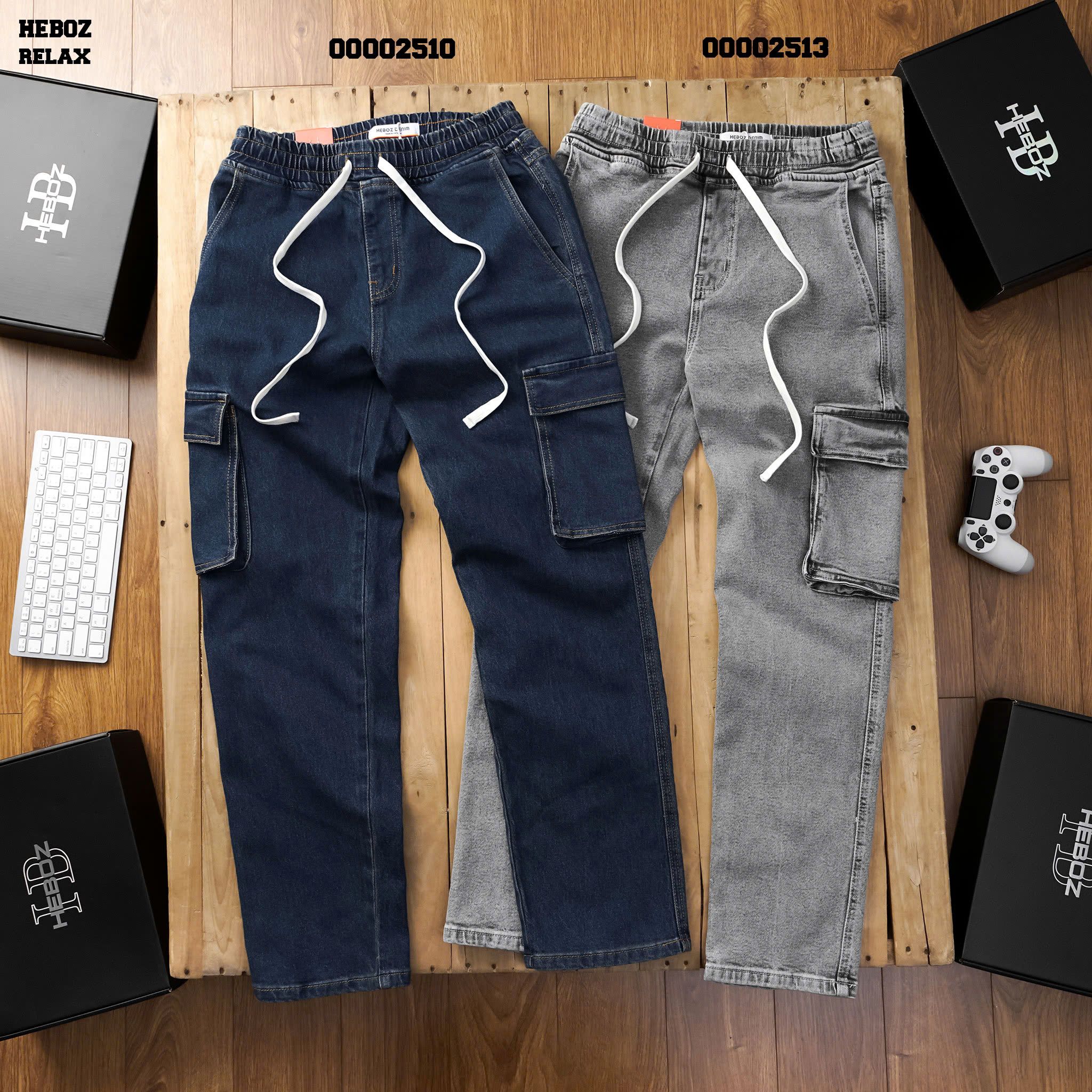 Quần jean nam Heboz cargo form relax D106 - 00002513