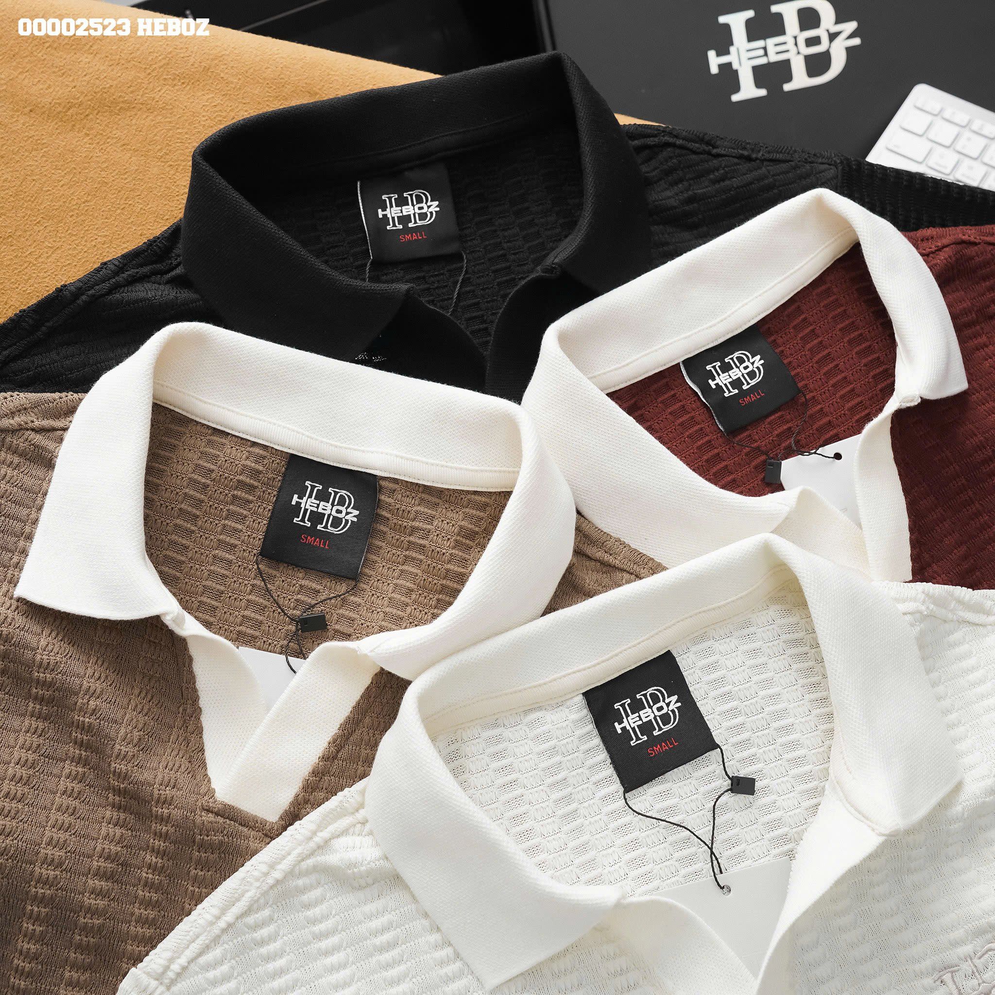 Áo polo nam Heboz cổ V logo thêu 4M - 00002523