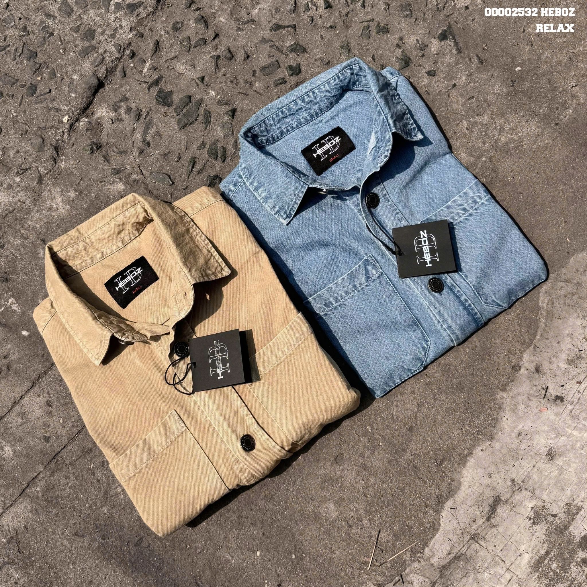 Áo sơ mi nam Heboz denim ngắn tay relax 2M - 00002532