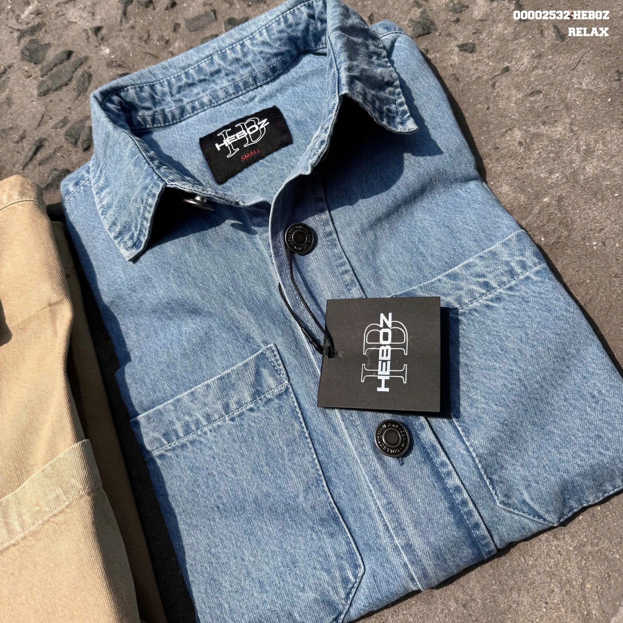 Áo sơ mi nam Heboz denim ngắn tay relax 2M - 00002532