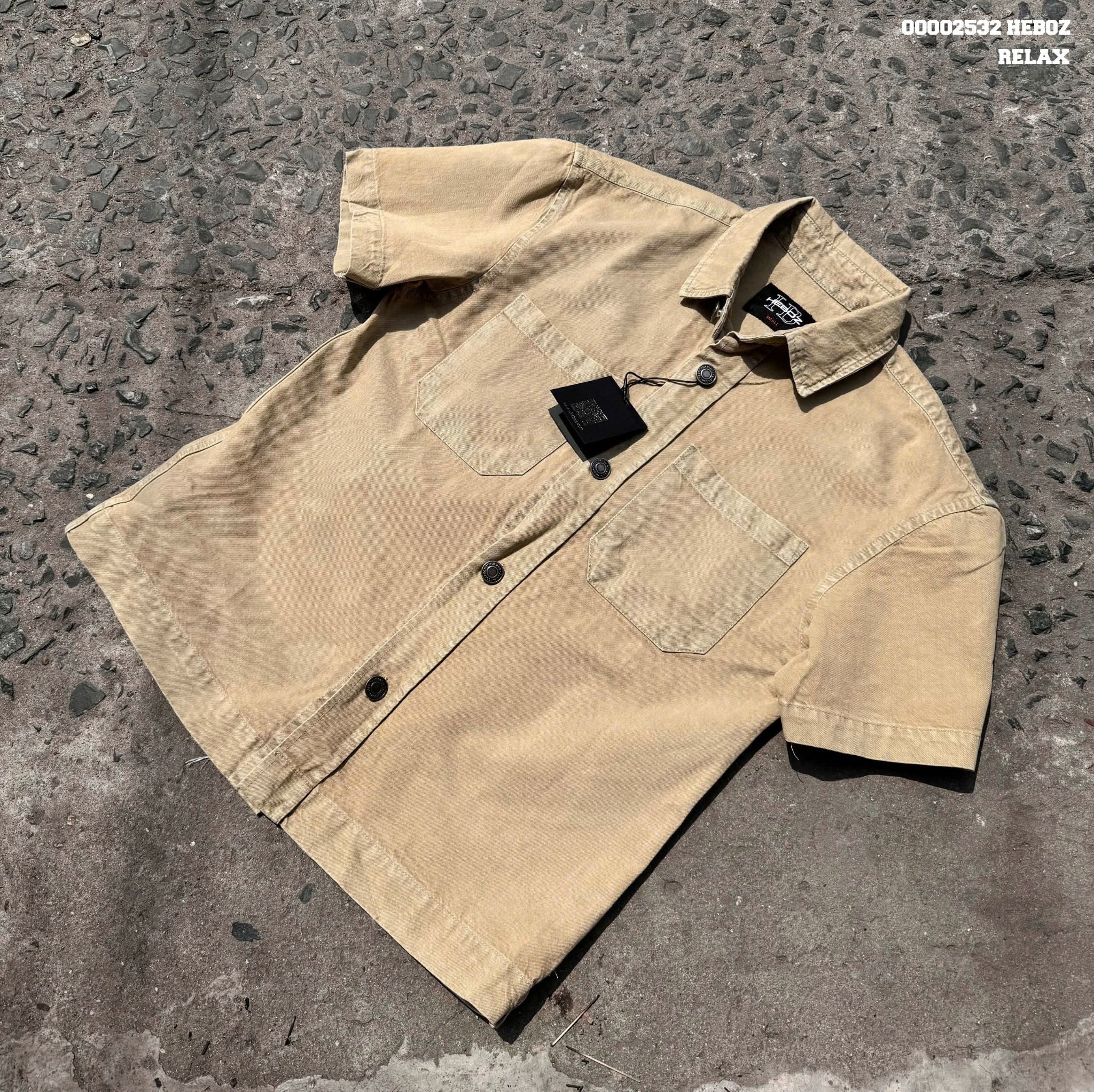 Áo sơ mi nam Heboz denim ngắn tay relax 2M - 00002532