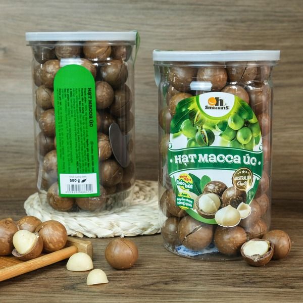 Hạt Macca Úc Nứt Vỏ Smile Nuts Hộp 500g