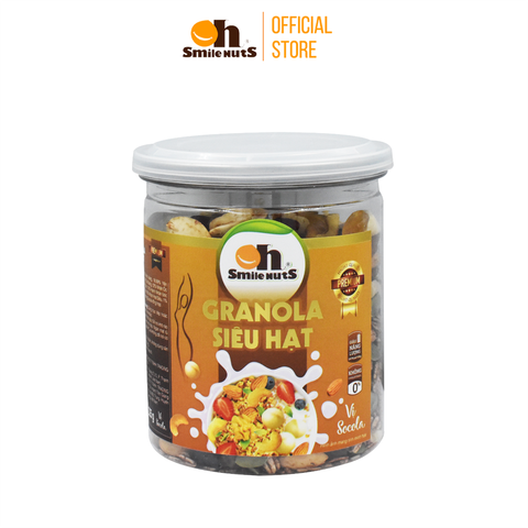  Granola Siêu Hạt Vị Socola, Ngũ Cốc Giảm Cân Smilenuts Hộp 225g 