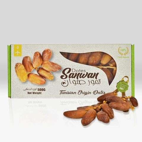 Chà Là Nguyên Cành Deglet Nour Sanwan Hộp 500g