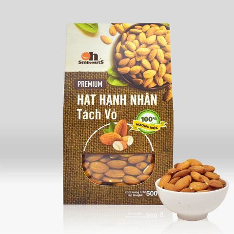 Hạt Hạnh Nhân Mỹ Tách Vỏ Nướng Mộc Smile Nuts Hộp 500g 