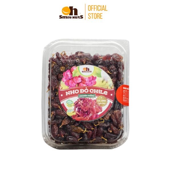 Nho Khô Đỏ Nguyên Cuống Smile Nuts Hộp 500g