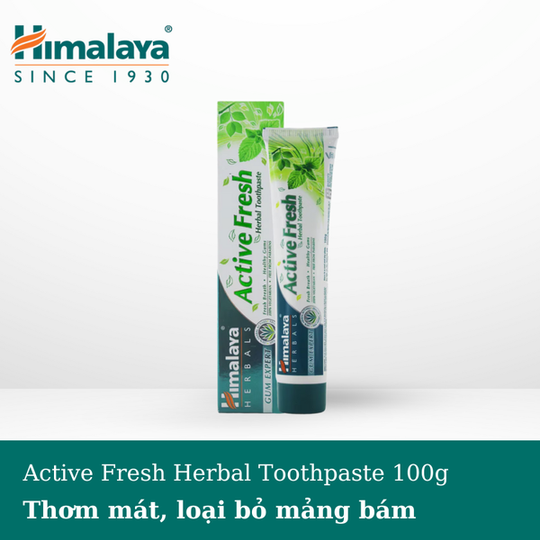 Kem đánh răng Himalaya Active Fresh Herbal Toothpaste bảo vệ nướu giúp hơi thở thơm mát