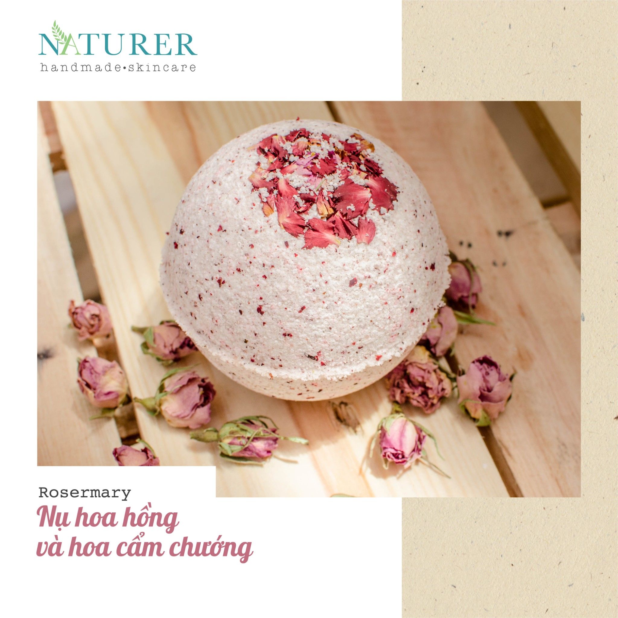 Viên thả bồn tắm Nụ hoa hồng và hoa cẩm chướng - Rose Floral Bath Bomb