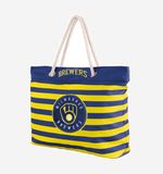 Túi tote đi biển Foco . Chất vải canvas, unisex. Xanh đen sọc vàng