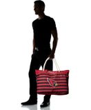 Túi tote đi biển Foco . Chất vải canvas, unisex. Đỏ sọc đen hình Chim