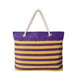 Túi tote đi biển Foco . Chất vải canvas, unisex. Tím sọc vàng Vikings