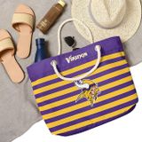 Túi tote đi biển Foco . Chất vải canvas, unisex. Tím sọc vàng Vikings