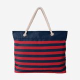 Túi tote đi biển Foco . Chất vải canvas, unisex. Đỏ sọc xanh chữ B