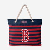 Túi tote đi biển Foco . Chất vải canvas, unisex. Đỏ sọc xanh chữ B