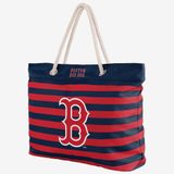 Túi tote đi biển Foco . Chất vải canvas, unisex. Đỏ sọc xanh chữ B