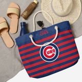 Túi tote đi biển Foco . Chất vải canvas, unisex. Xanh sọc cubs