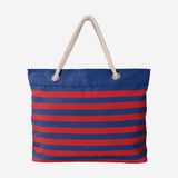 Túi tote đi biển Foco . Chất vải canvas, unisex. Xanh sọc đỏ chữ