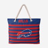 Túi tote đi biển Foco . Chất vải canvas, unisex. Xanh sọc đỏ chữ