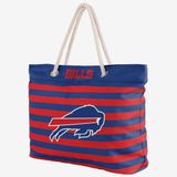 Túi tote đi biển Foco . Chất vải canvas, unisex. Xanh sọc đỏ chữ