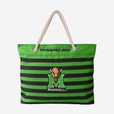 Túi tote đi biển Foco . Chất vải canvas, unisex. Xanh lá sọc đen