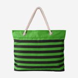 Túi tote đi biển Foco . Chất vải canvas, unisex. Xanh lá sọc đen