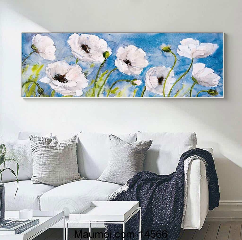  Bức tranh dài cánh đồng hoa trắng BD035 