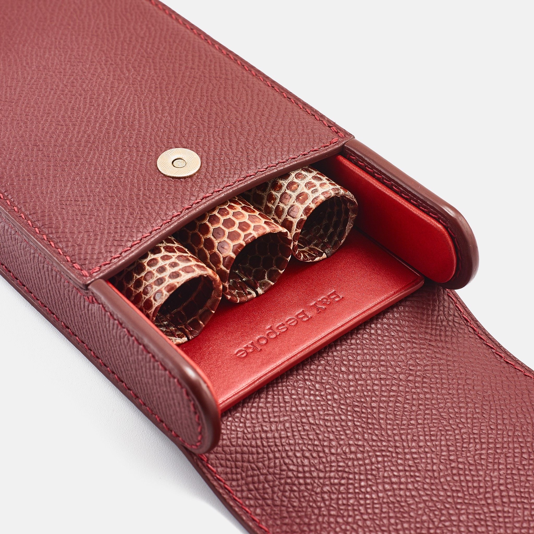 Hộp đựng bút da bê nhập khẩu Đỏ Burgundy HT2