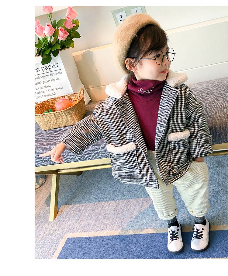 Áo rét kaki cổ lông ấm áp cho bé