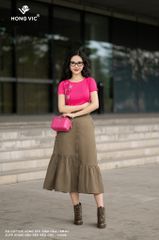 Áo cotton hồng sen đính hoa SM407