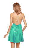  Dreamy - VX25- Váy ngủ lụa 2 dây dáng xòe chéo lưng phối ren trắng siêu gợi cảm có 3 màu tím, đỏ đô, xanh ngọc 