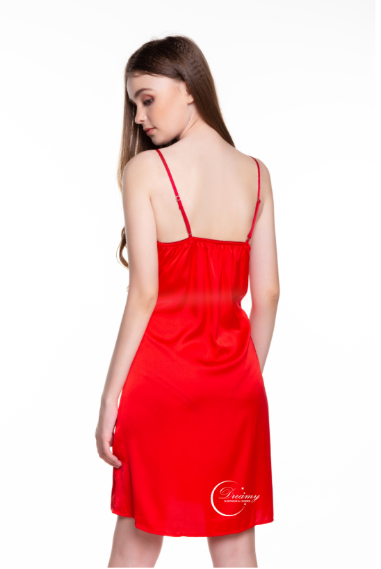  Dreamy VS04 Váy ngủ suông hai dây nhiều màu quyến rũ có 3 màu đỏ đen và hồng pastel 
