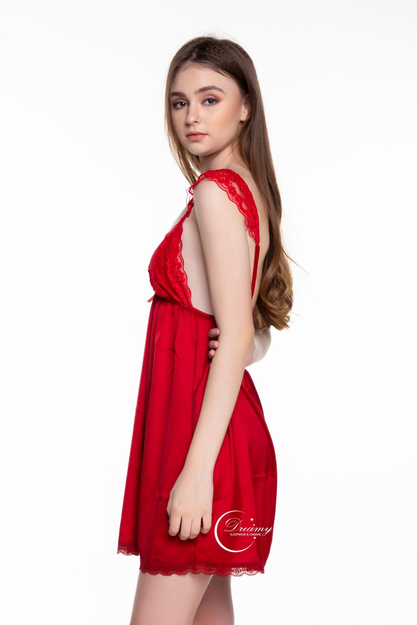  Dreamy VX02 Váy ngủ lụa cao cấp mặc nhà tay cánh tiên có 3 màu đỏ đen trắng và xanh đen 