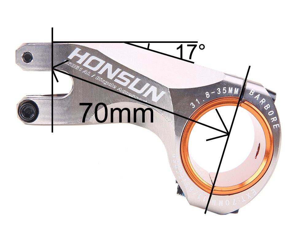 Pô-tăng xe đạp Honsun CNC/35 x 70mm/17°/Nhôm | Honsun CNC Bike Stem/35 x 70mm/17°/Aluminum