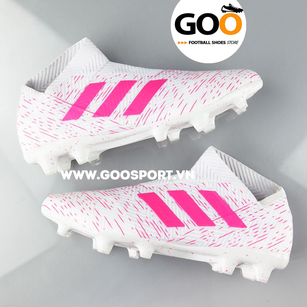  Adidas Nemeziz 18+ FG trắng hồng 