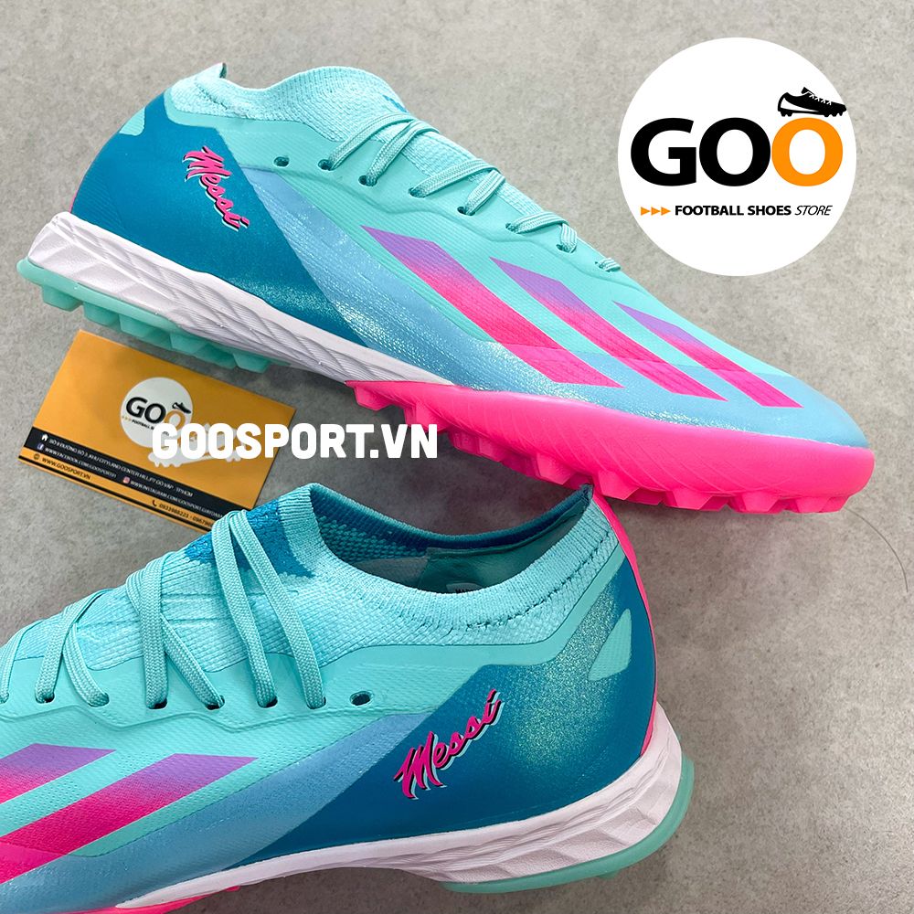  Adidas X Superfast 1 TF xanh ngọc sọc hồng 