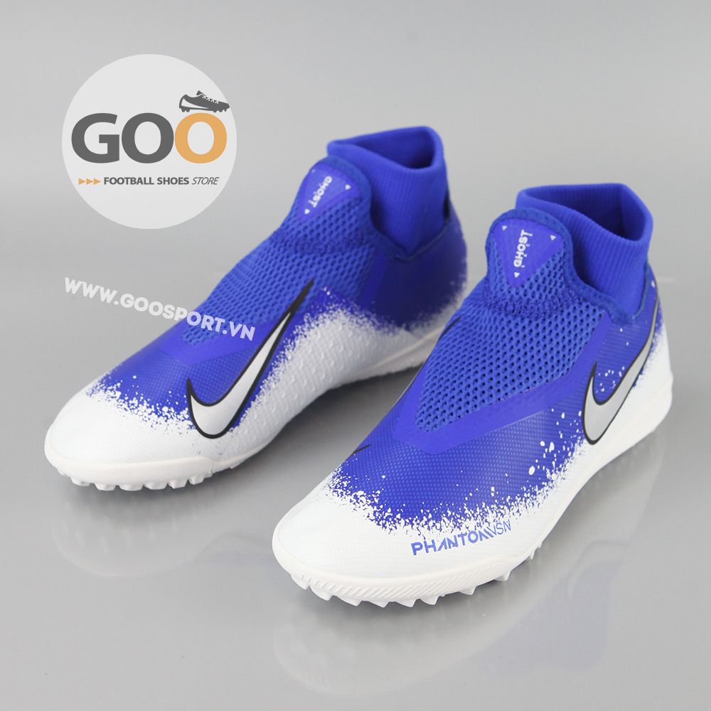  Nike Phantom Vision TF cổ cao trắng xanh dương 