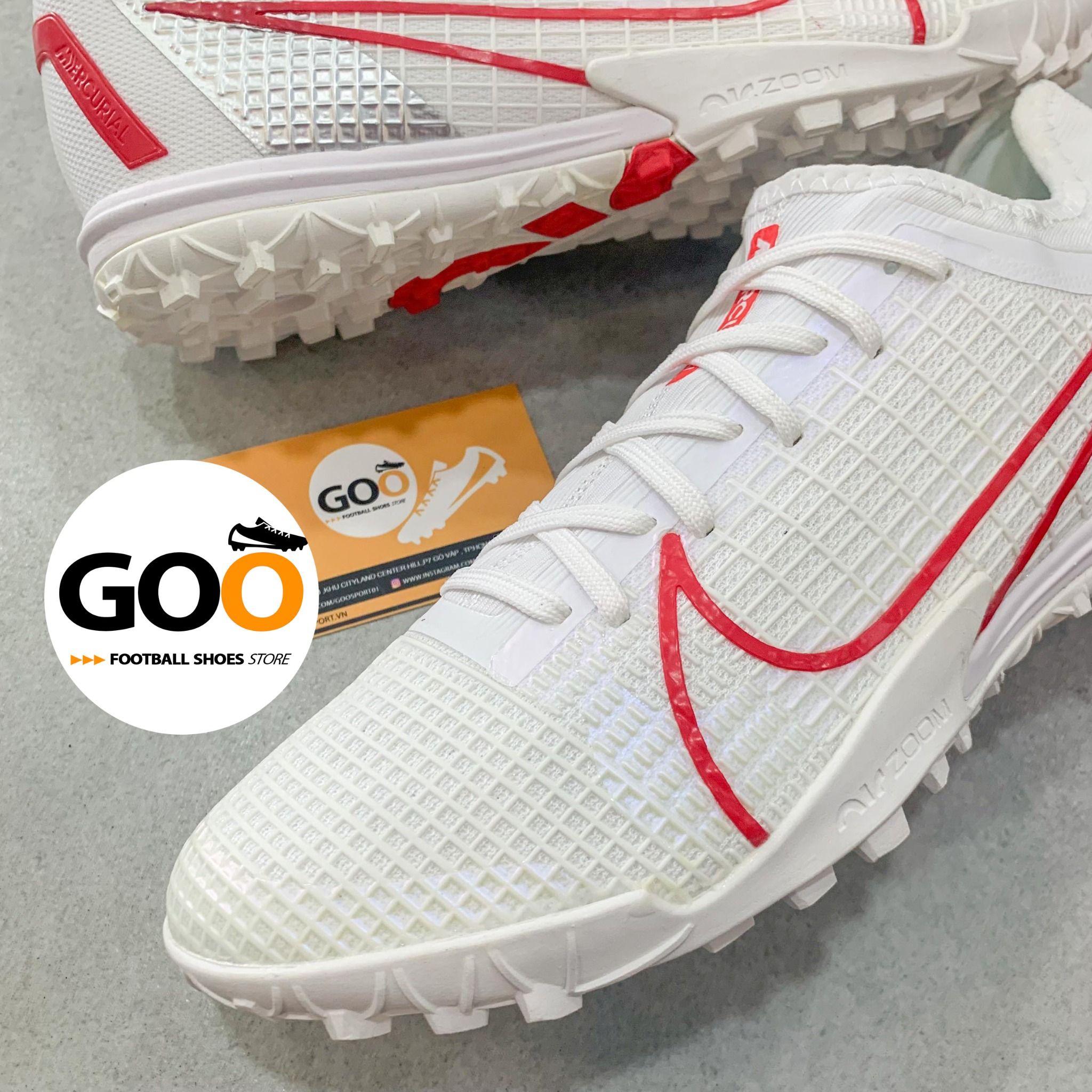 Nike Mercurial Vapor 13 TF trắng sọc đỏ