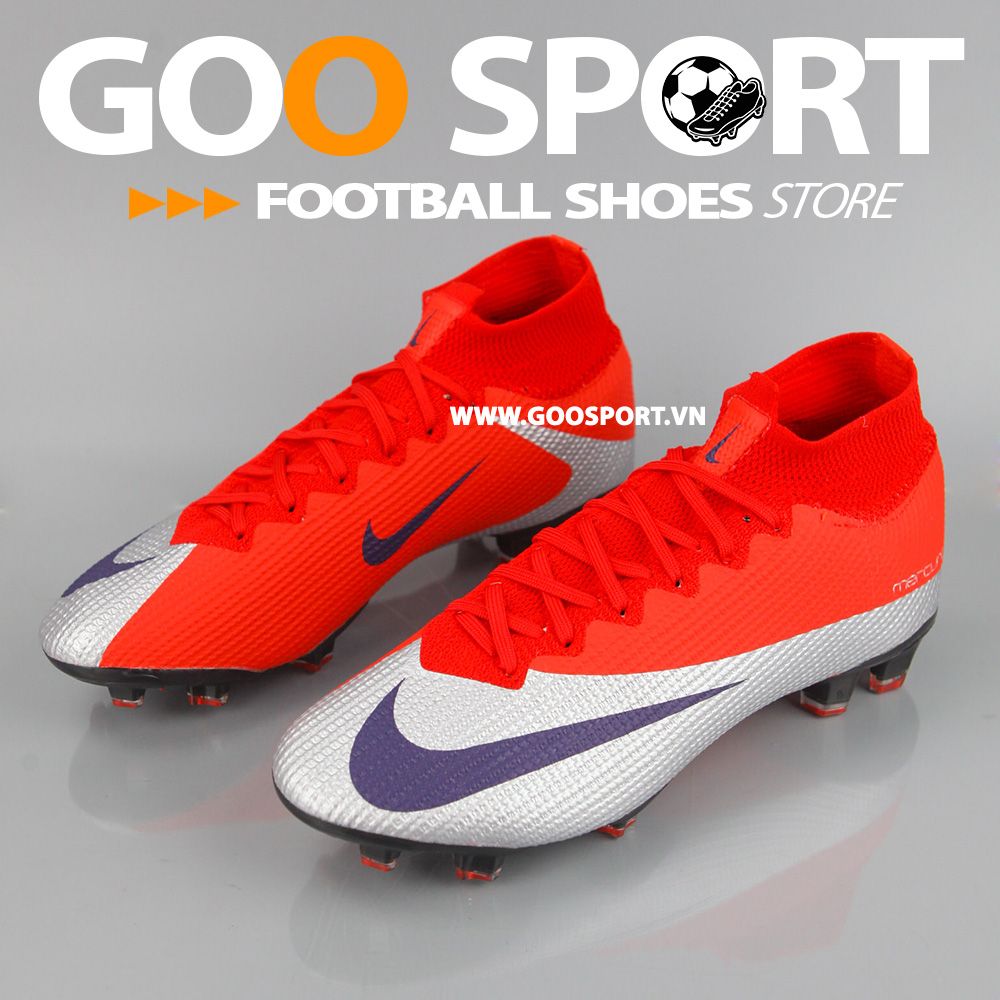  Nike Mercurial Superfly 7 FG đỏ bạc - Giày đá bóng sân cỏ tự nhiên 