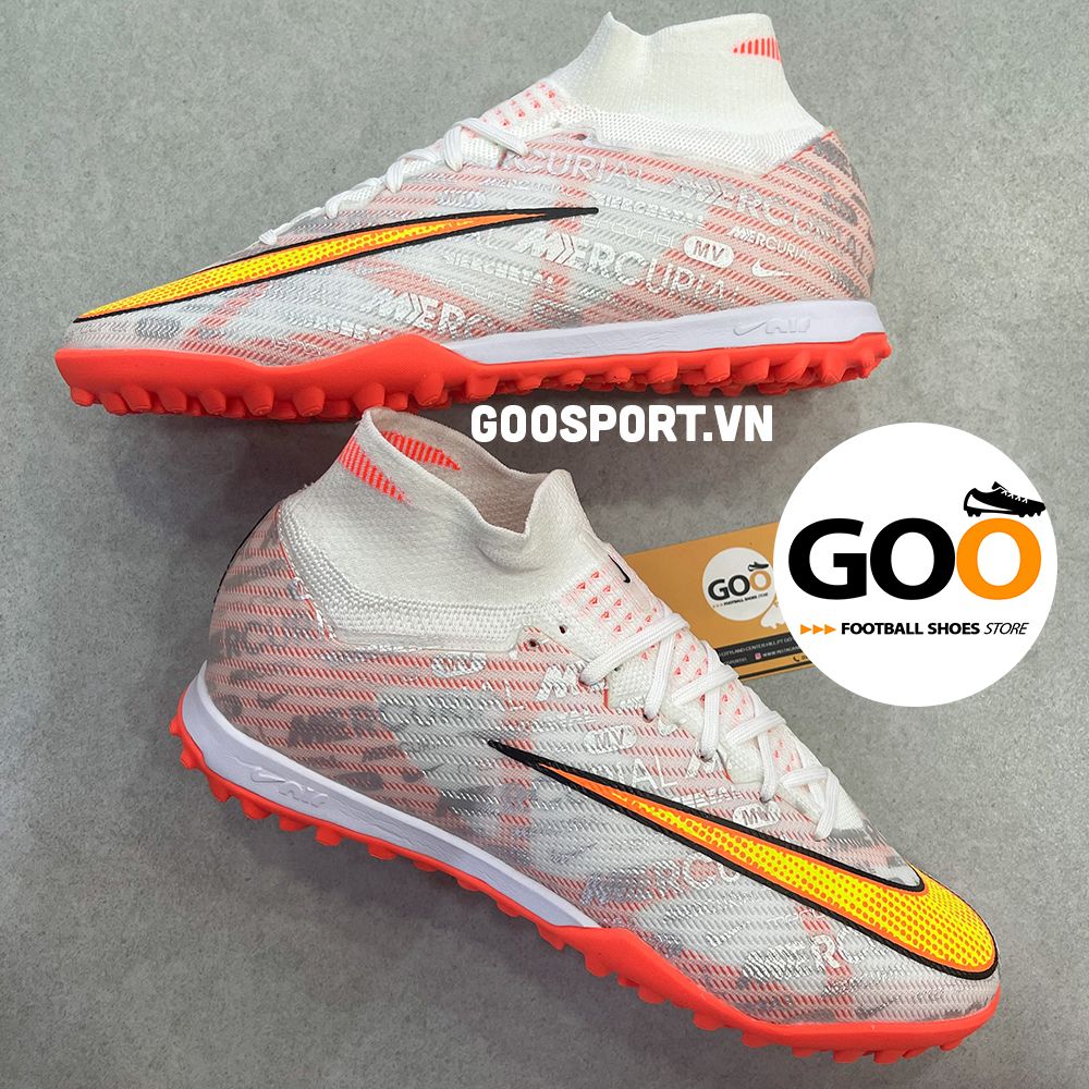  Mercurial Superfly 9 TF trắng sọc cam 