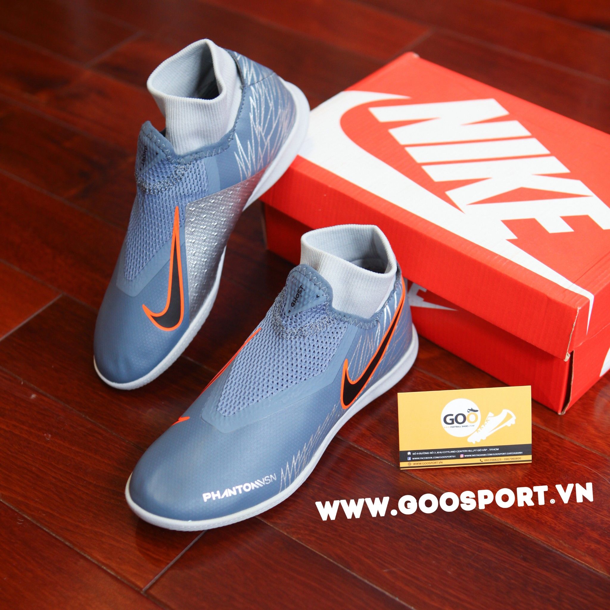Nike Phantom Vision IC cổ cao xám bạc
