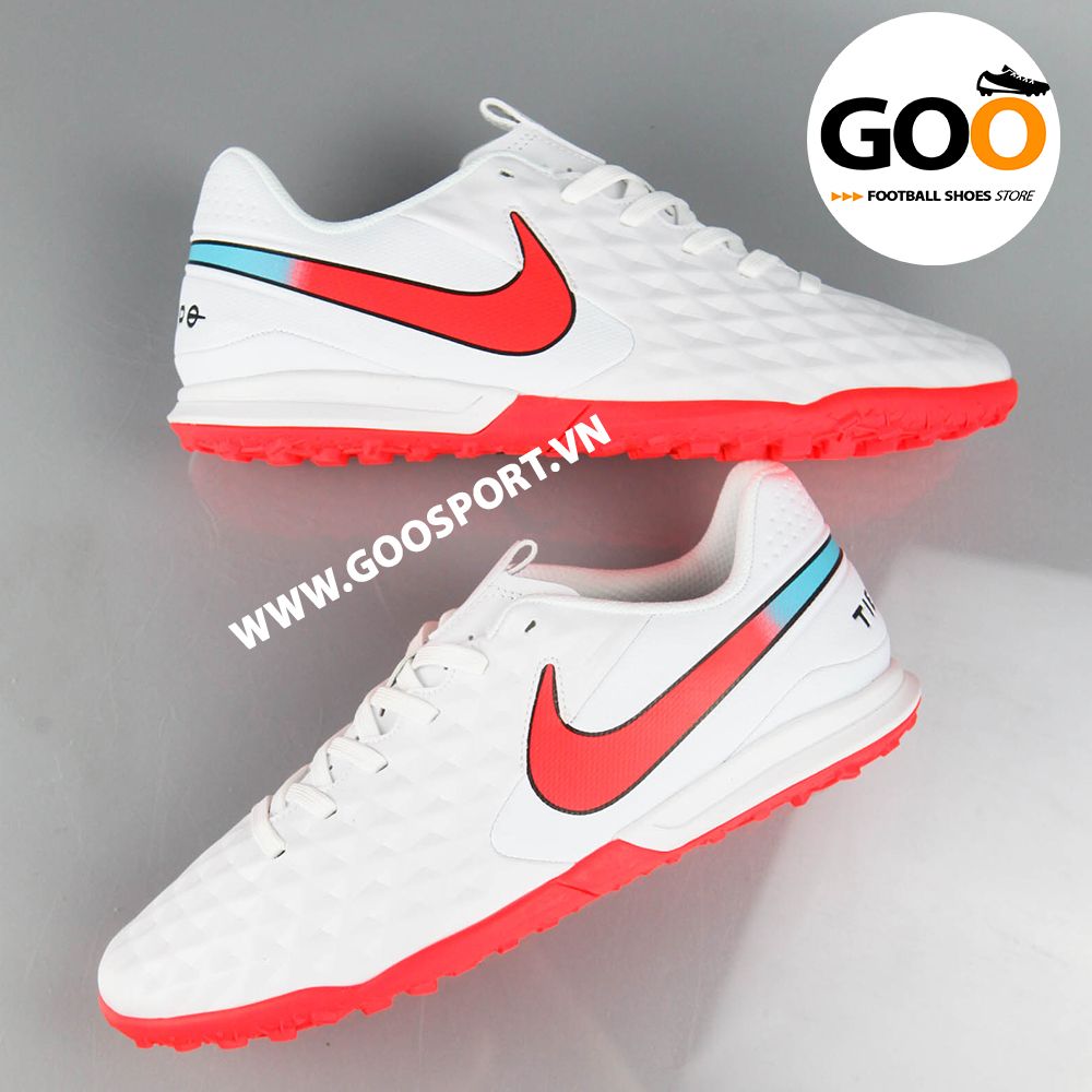 Nike Tiempo 8 TF trắng đỏ Replica