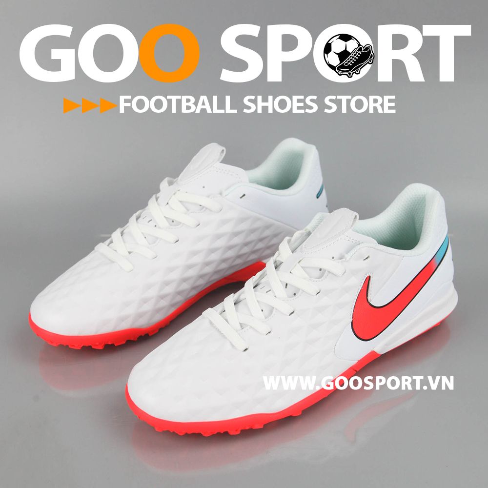 Nike Tiempo 8 TF trắng đỏ Replica