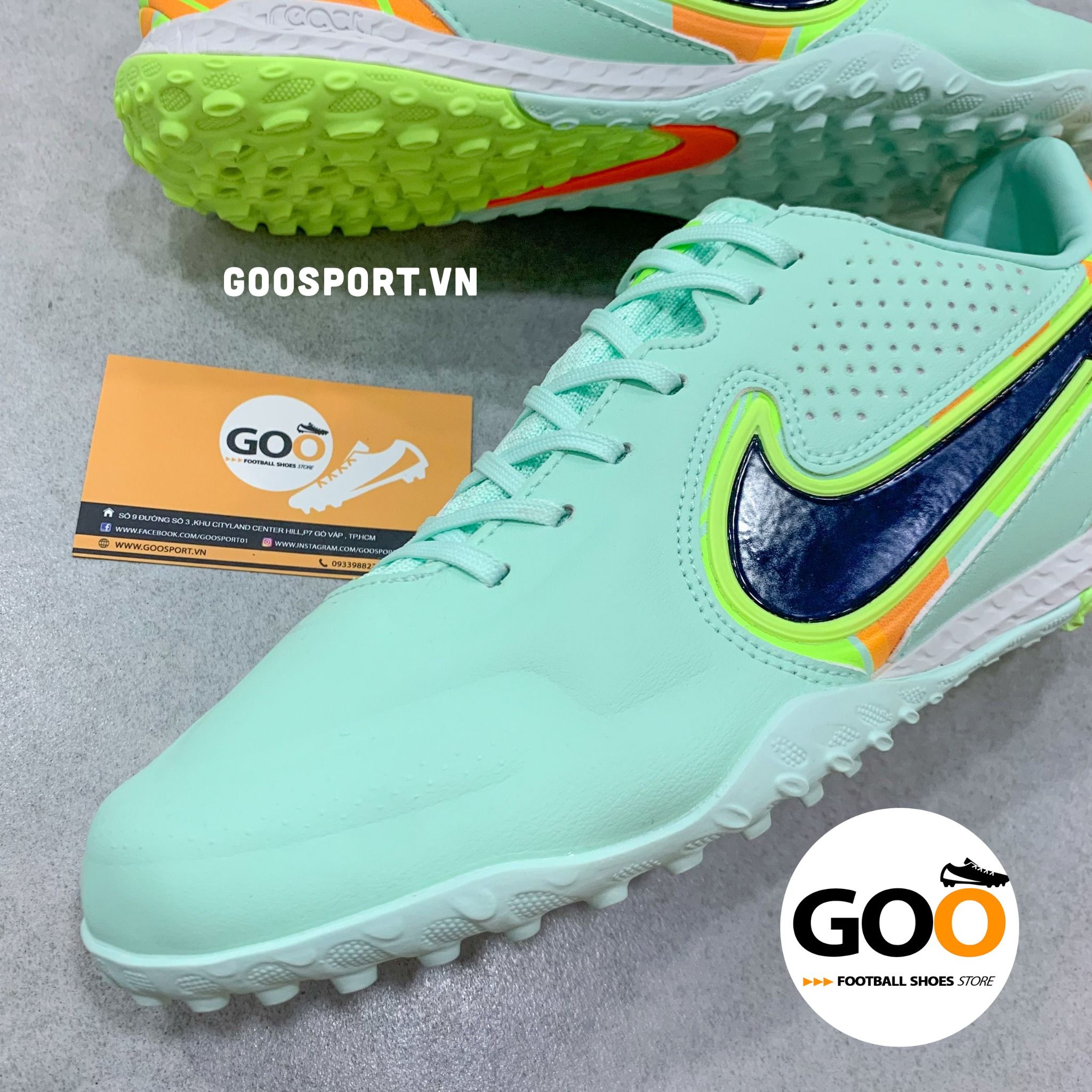 Nike Tiempo 9 TF xanh ngọc cam