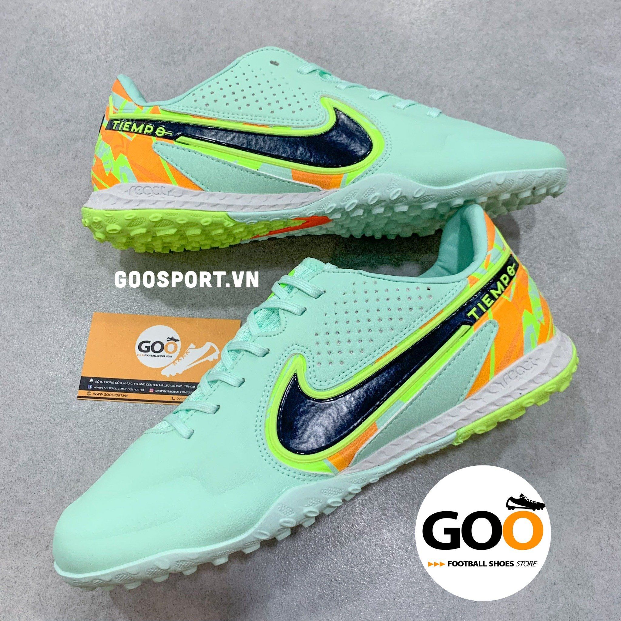  Nike Tiempo 9 TF xanh ngọc cam 