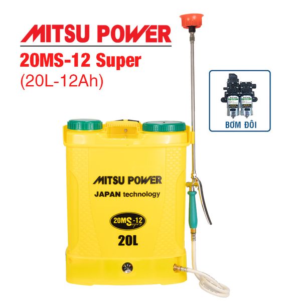 Bình xịt điện MITSU POWER 20MS-12 Super (20L, 12AH, bơm đôi)